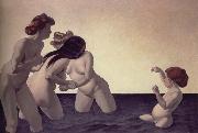 Felix Vallotton Three woman and a young girl playing the water Spain oil painting artist